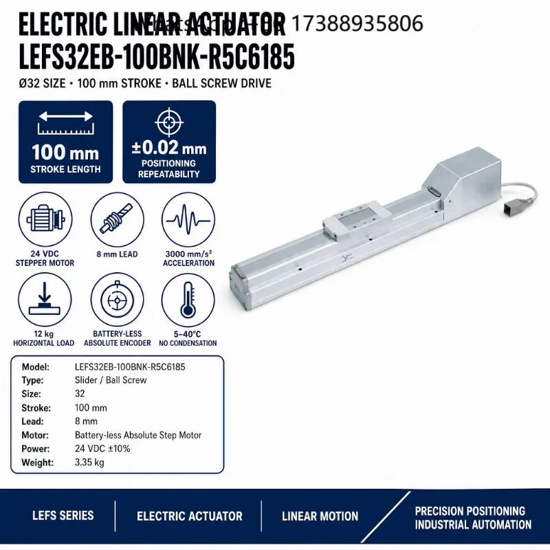 Authentic LEFS-E Series Cylinder Electric Actuator LEFS32EB-100BNK-R5C6185 Battery-less Absolute Encoder Slider Copper