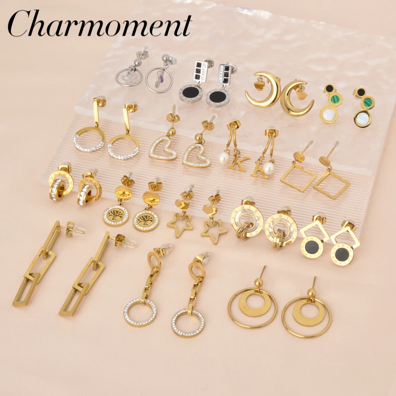 CHARMOMENT Hanging Pearl Vintage Circle Earrings for Women Girls Trendy Luxury Designer Indian Hight Quality Jewelry Gifts