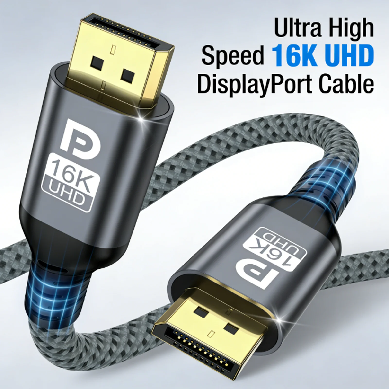 DP 2.1 Cable 16K@60Hz DisplayPort to DisplayPort Male to Male Gaming Video Cord for PC TV Monitor