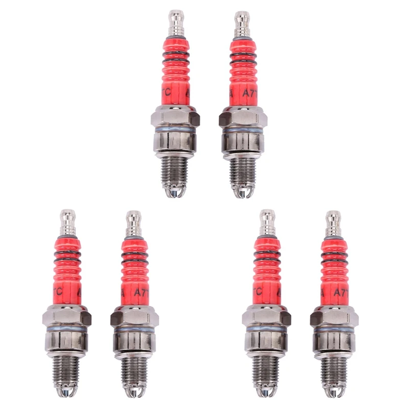 

Pack Of 6 Racing 3 Electrode Spark Plug A7tc For 50Cc 110Cc 125Cc 150Cc Atv Scooter Dirt Bike Go Kart