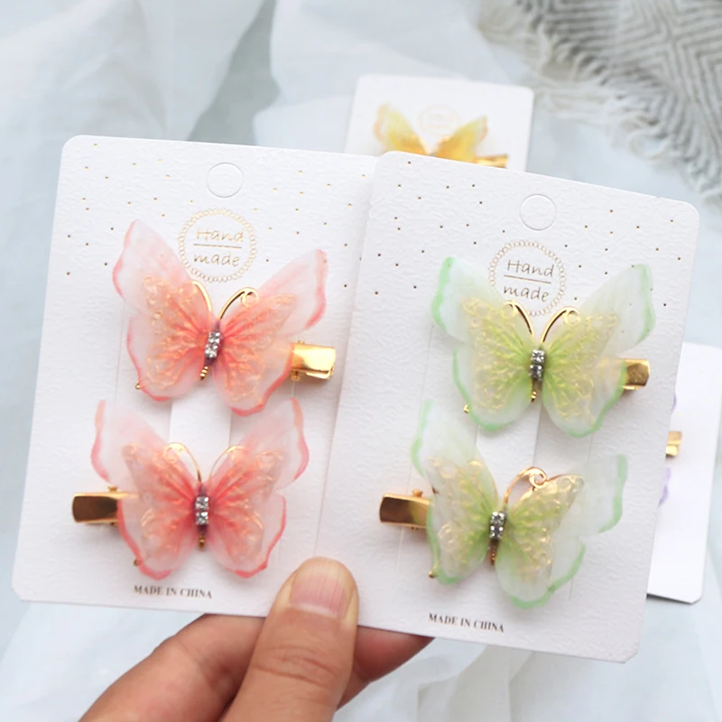 2/4Pcs Sweet Butterfly Hair Clips For Girls Hair Accessories Colorful Hairpins Barrettes Women Hair Ornament Rainbow Headwear