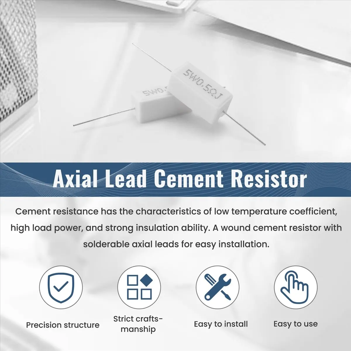 SCLS 10 قطع مقاوم أسمنتي سيراميك الرصاص المحوري 0.5 أوم 5 وات