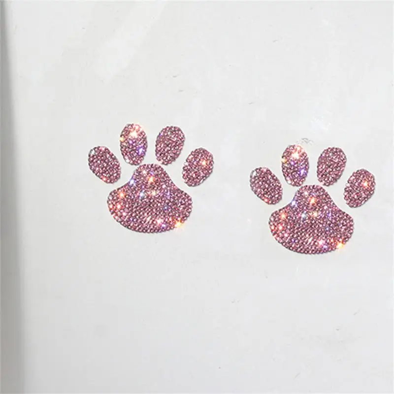 2~5PCS Paw Print Stickers Crystal Car Decoration Stickers Bling Rhinestone Paw Decals Dog Cat Footprint Stickers With