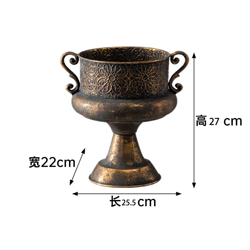 Home jewelry antique and old wrought iron flower pot garden decoration shooting props