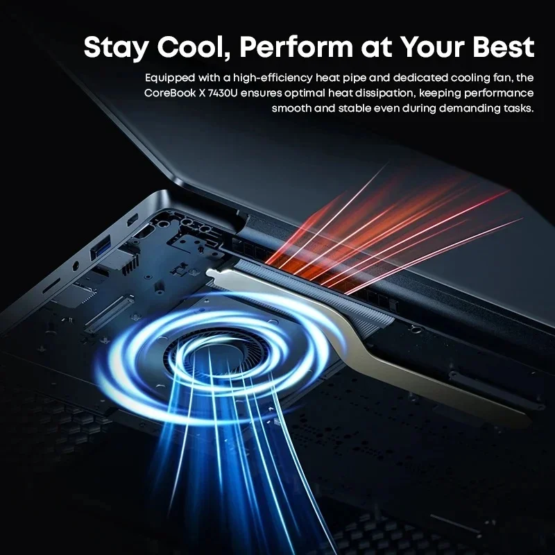 CHUWI CoreBook X كمبيوتر محمول للألعاب AMD R5-7430U 16GB DDR4 RAM 512GB SSD 14.1 بوصة 2K شاشة كمبيوتر محمول خفيف الوزن 4.3 جيجا هرتز ويندوز 11