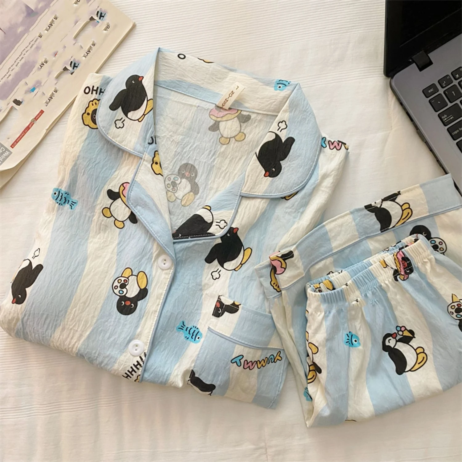 

Cute Puppy Pajamas for Women in Spring and Autumn, Pure Cotton Cloud Cotton Yarn, 2025 New Cardigan, Summer Home Suit Set