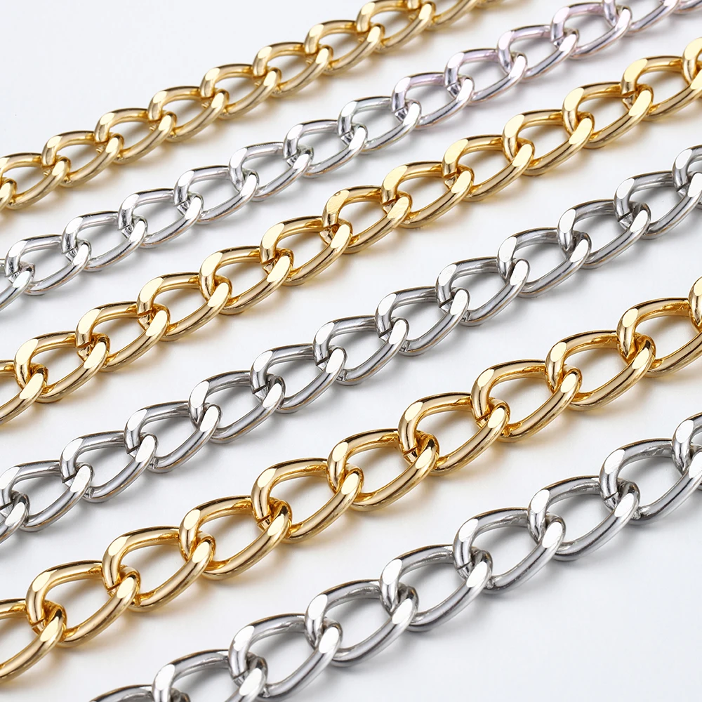 1meter/2meters Flat Necklace Twisted Curb Chains Aluminum Chains for Bracelets Necklace Open Link Chain DIY Jewelry Making