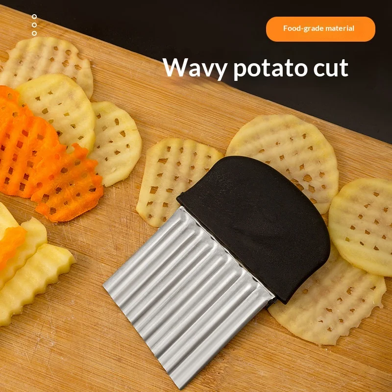 Stainless Steel Crinkle Cutter Wavy Potato Slicer French Fry Cutter Vegetable Fruit Chopper Kitchen Gadget