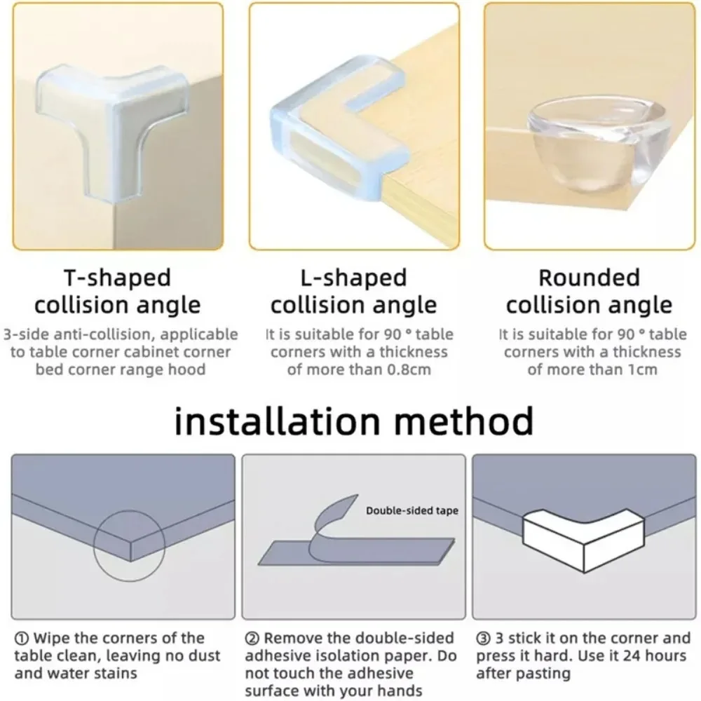 4Pcs Baby Safety Silicone Protector Table Corner Edge Protection Cover Transparent Anti Collision Soft Guard Home Tool