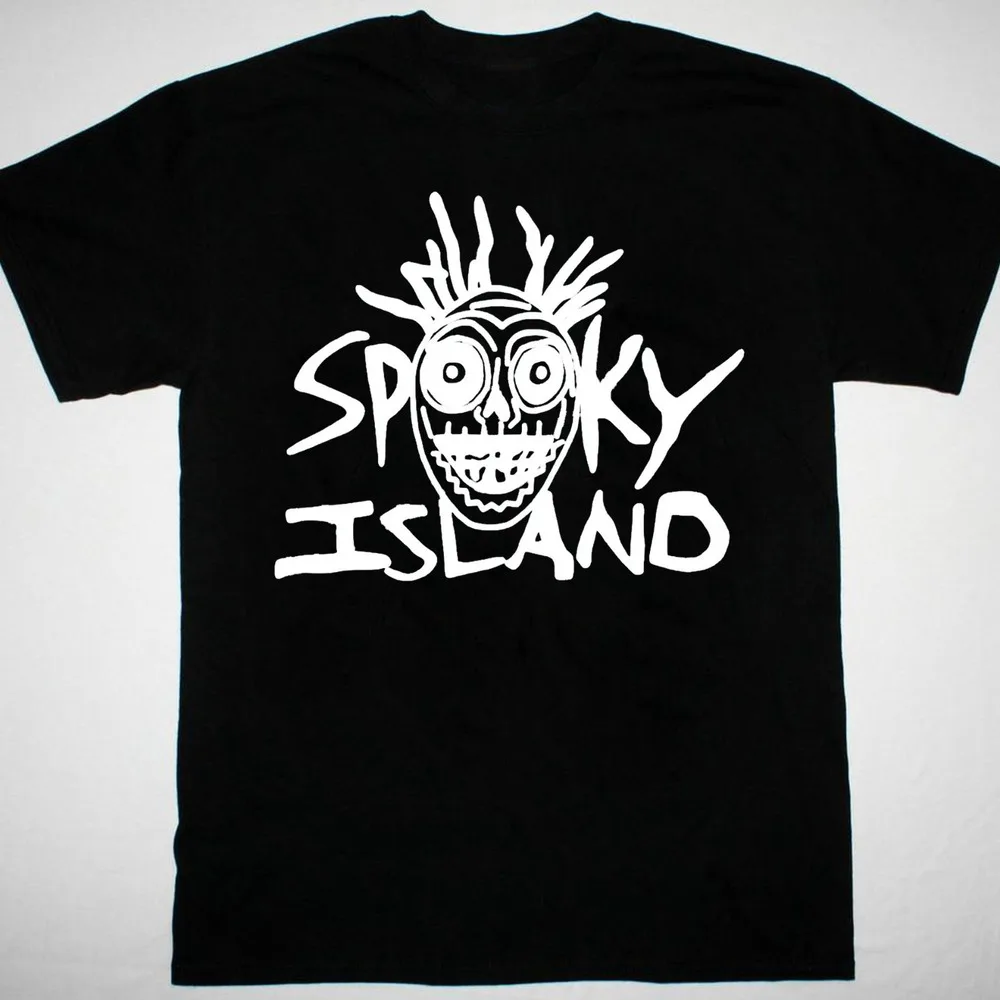 

Новинка, базовая черная рубашка Spooky Island с коротким рукавом, высокое качество, 100% хлопок, короткие рукава