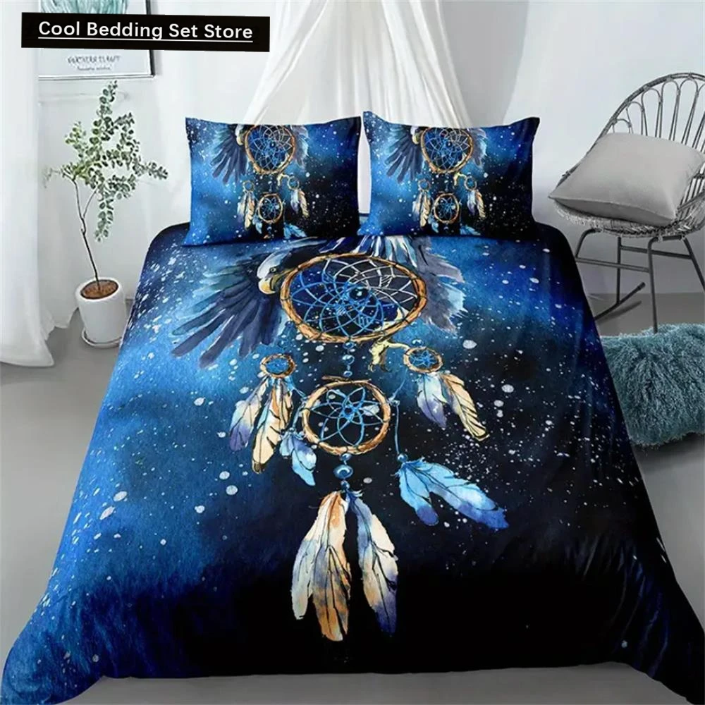 Feather Duvet Cover King Queen Size Wave Flower Ukiyo-e Style Bedding Set Eastern Culture 2/3pcs Polyester Quilt Cover