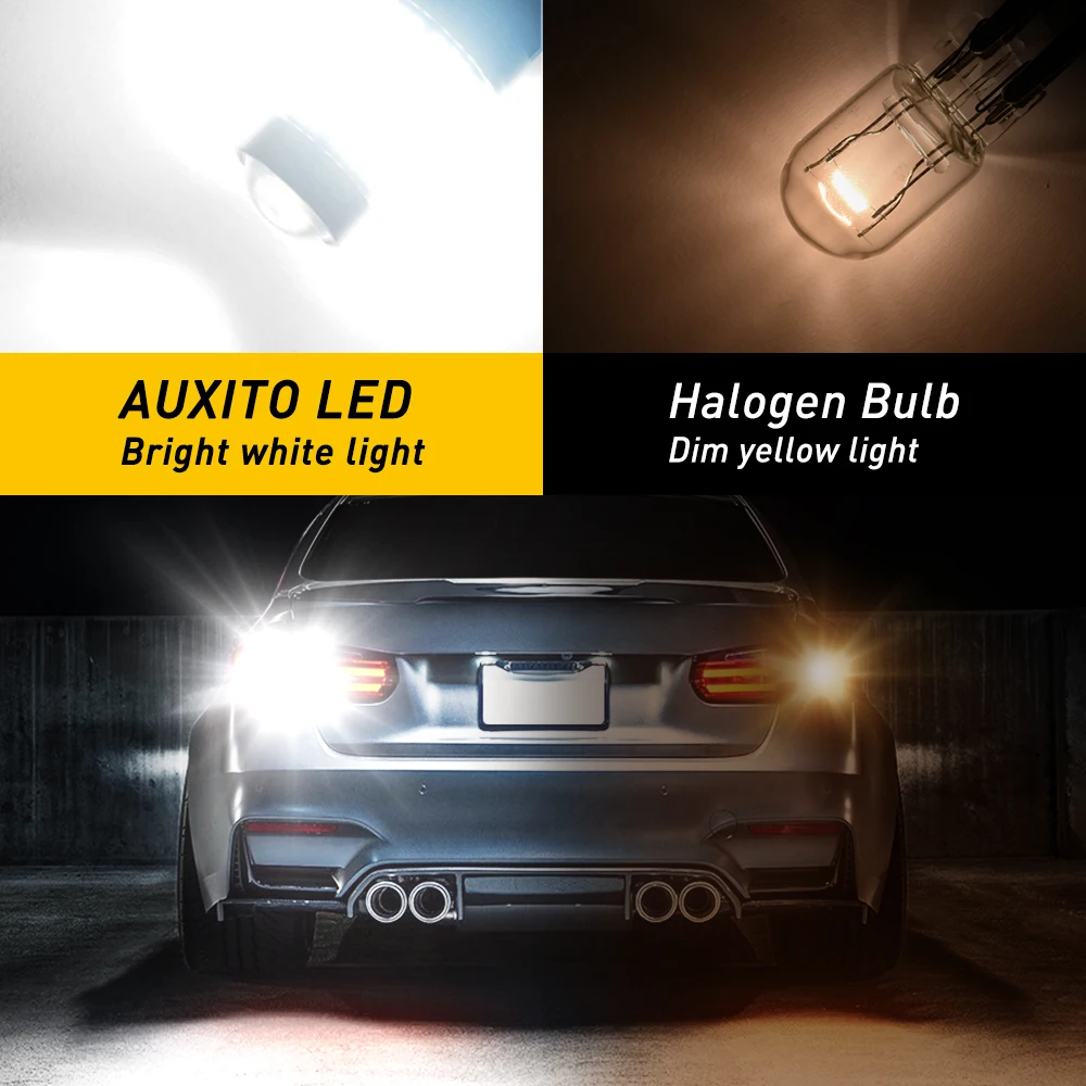 AUXITO 2Pcs 7443 W21/5W LED Bulbs Lamp 6000K White T20 7440 W21W LED With HD Projector For Car Reverse Tail DRL Driving Lights