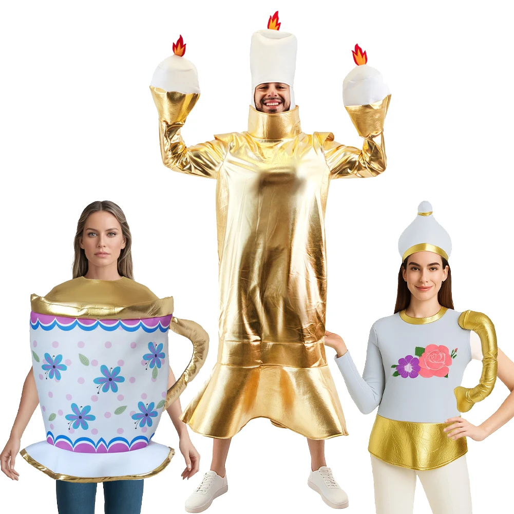 

Хэллоуин Косплей Костюм Забавная Свеча Чайник Комбинезон Чашка Сценическое Выступление Одежда Наряды Ужин При Свечах Наряд