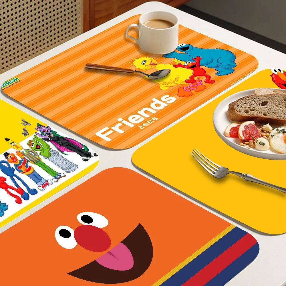 Sesame Street cartoon Printed New Super Absorbent Coffee Dish Kitchen Draining Mat Drying Mat Quick Dry Bathroom Placemat