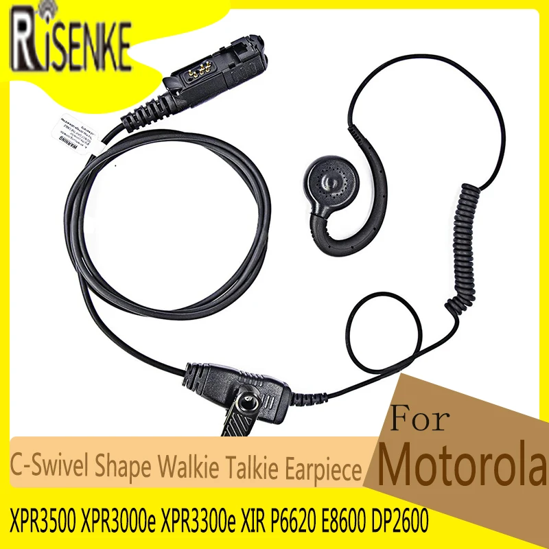 RISENKE-Walkie Talkie Radio Headset,Earpiece for Motorola XPR3300,XPR3500,XPR3000e, XPR3300e,XIR P6620,E8600,E8608,DP2400,DP2600