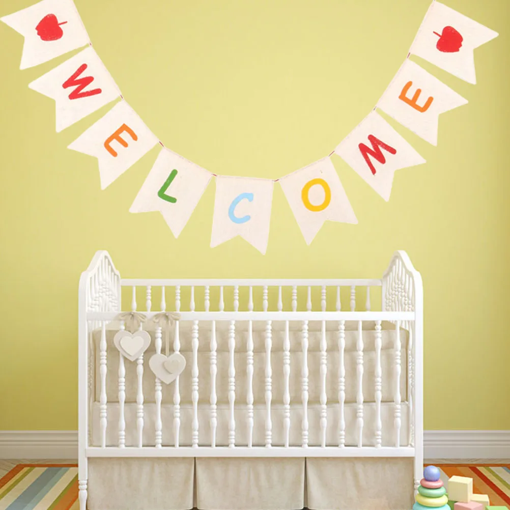 

Party Supplies Welcome Flag Banner Classroom Linen Back to School Decorations for