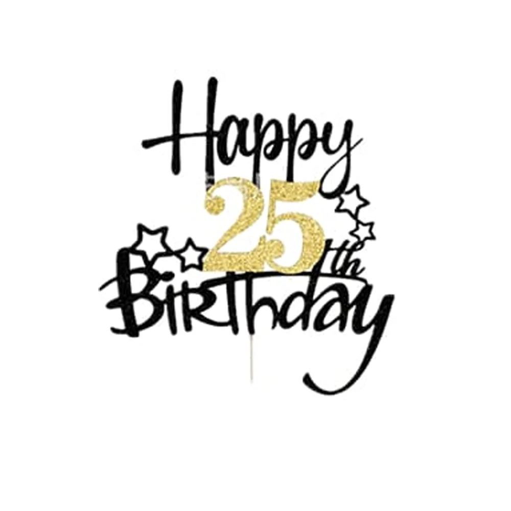 1 Stück Schwarzgold Happy 10 Birthday Cake Topper 10th 20th 30th 40th 50th 60th Loves & Wishes Partydekorationen für die Geburtstagsfeier – Detail 21