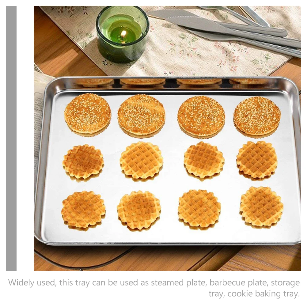 

3pcs Bakeware 26 5x20 5x2 Cookie Stainless Steel Oven Pan Baking Tray 5cm Baking Pan Bread Pizza Tray Cookie Roasting Plates