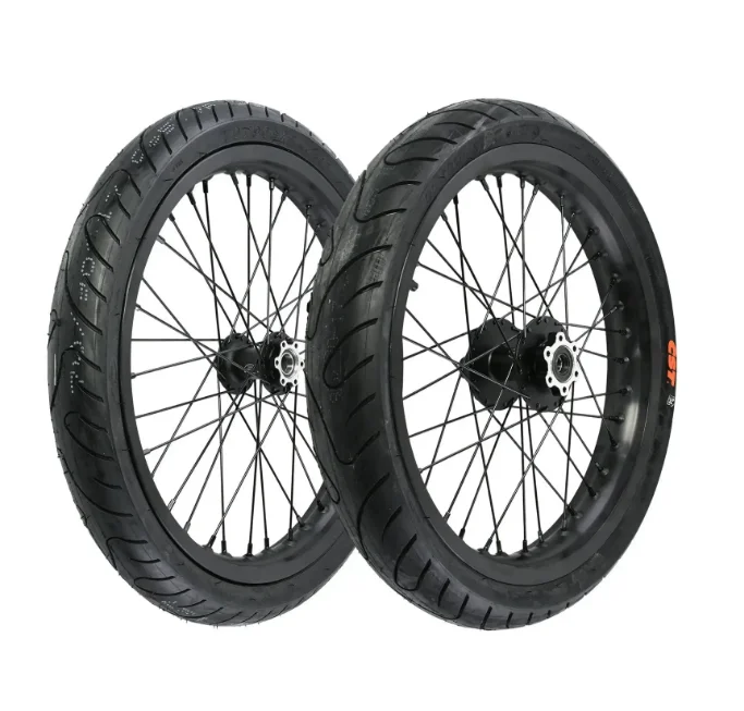 17 Inch Wheels Set for Surron Light Bee Motorcycles Supermoto Wheel Kit Silver Spoke Electric Dirt Bike Motorcycle Accessories