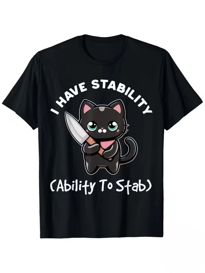 

Women's I Have Stability Graphic Meme T-Shirt Tee Cotton Unisex Oversized Loose Short Sleeve Retro O-Neck Loose All-season Tops