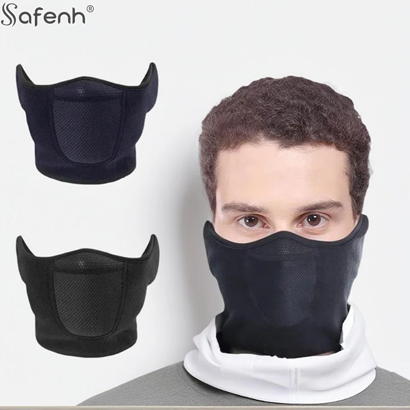 

Outdoor Motorcycle Cycling Antifreeze Head Cover Winter Skiing Half Face Protection Warm Ear Mask Fleece Windproof Face Mask