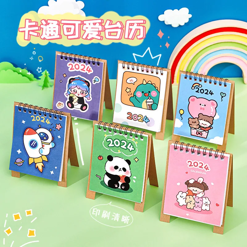 10 Pcs New Year Cute Cartoon Small Desk Calendar Calendar Planner This Student Mini Creative Desktop Ornament Desk Calendar