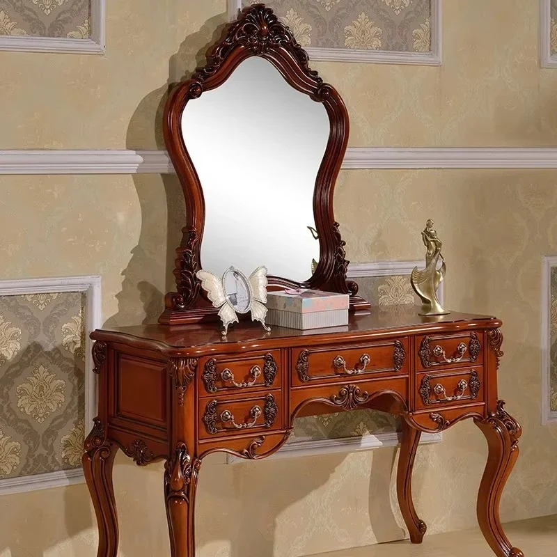 

European all solid wood American country style retro, dresser, family villa with mirror for use in hotel apartments