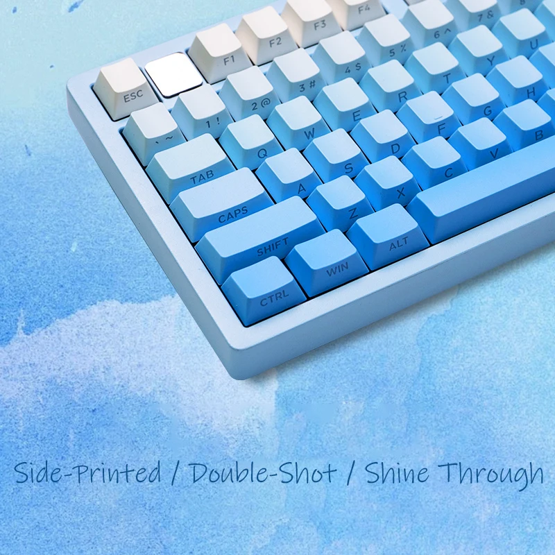 Imagem -05 - Pbt Doubleshot Keycaps Gradiente Blue Side Print Brilho Através de Keycaps Perfil Cereja 135 Chaves para Gateron Switches mx