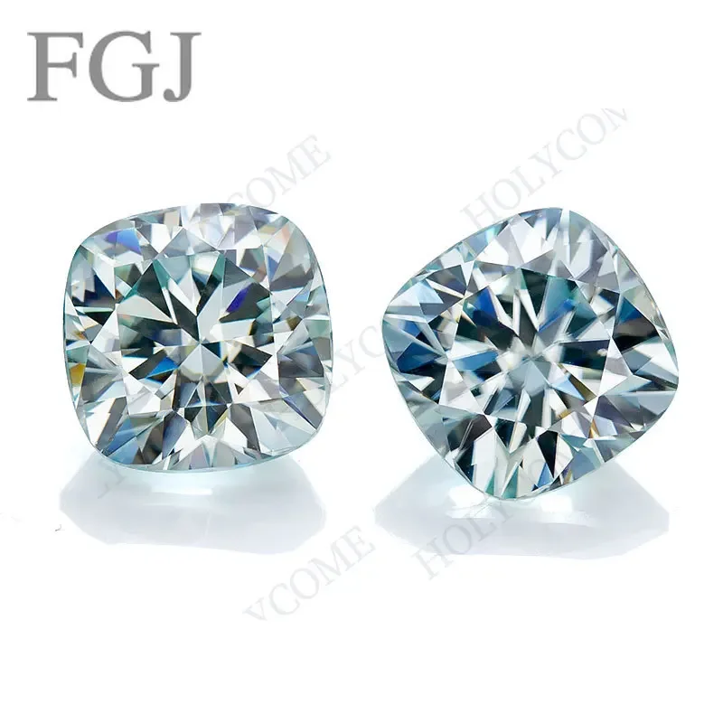 

FGJ GRA Moissanite Cushion Cut Aqua Blue VVS Brilliant Cut Moissanite Diamond Test Positive Supplier Factory Wholesale Price Diy