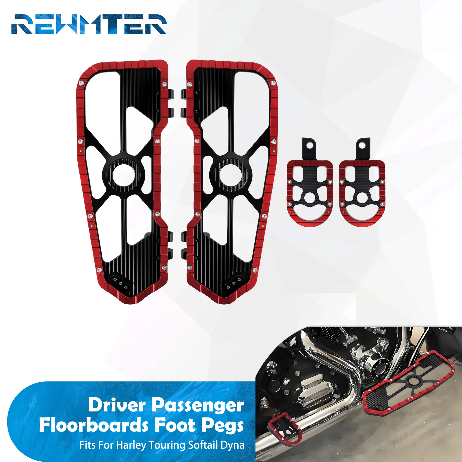 

Motorcycle Driver Floorboards Passenger Footrest Footpegs For Harley Touring Road King Street Glide Softail Fat Boy 1986-2025