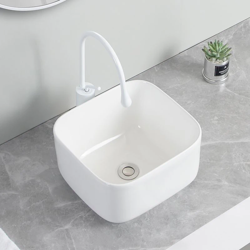 Deepened Ceramic Wash Basin Countertop Sink for Bathroom Splash-proof Large Size Laundry Sink Toilet Vessel Sink Drip Faucet