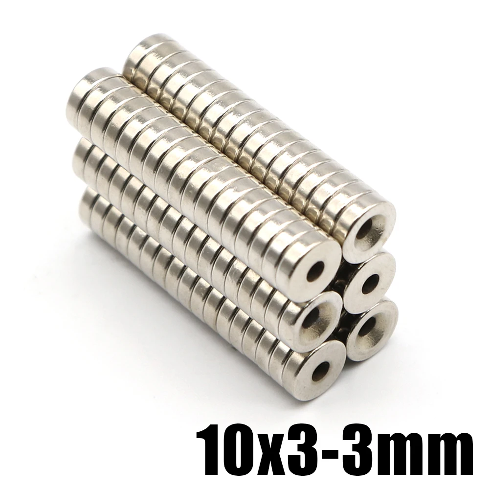 10/20/30/50/70/100/ Pcs 10x3-3 NdFeB Neodymium Magnet Super Powerful Small Round Permanent Disc Magnetic imanes 10x3 Hole 3