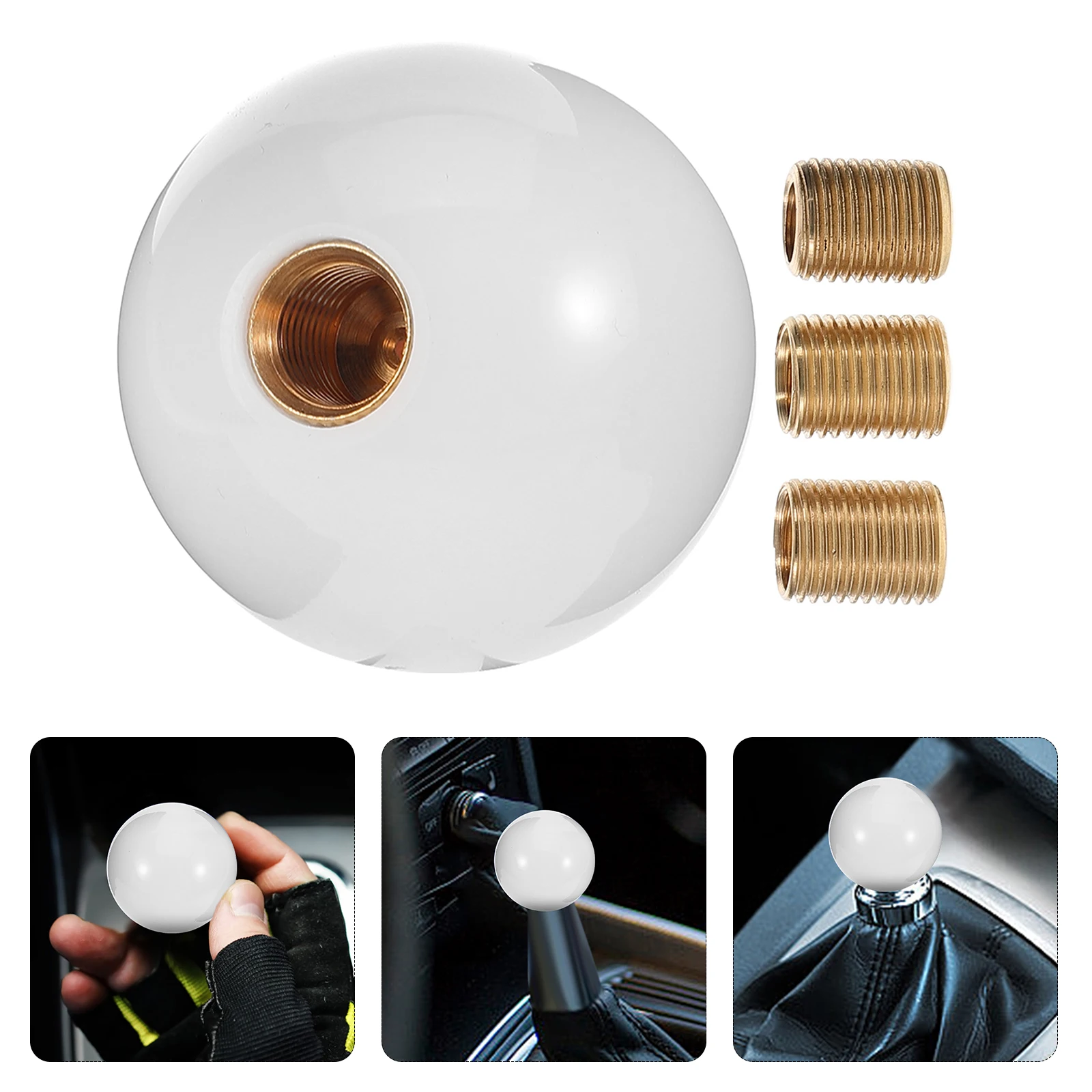 

3Pcs Round Shift Knob Carbon Fiber Durable Manual Gear Shifter Racing Performance Universal Car Interior Upgrade