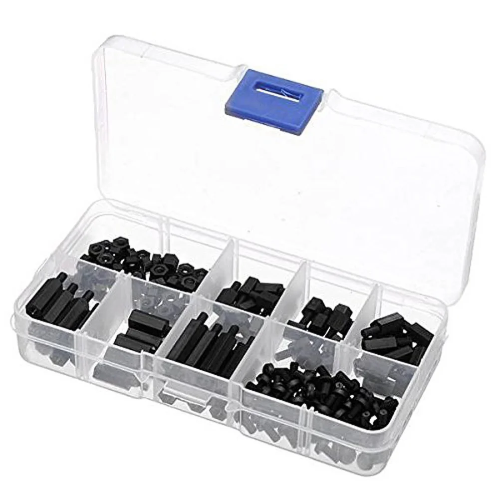 

180pcs Nylon Screw Nut Stand- For Electronics Computers Pcb Board Replacement Black Hardware Fasteners Kit Screws