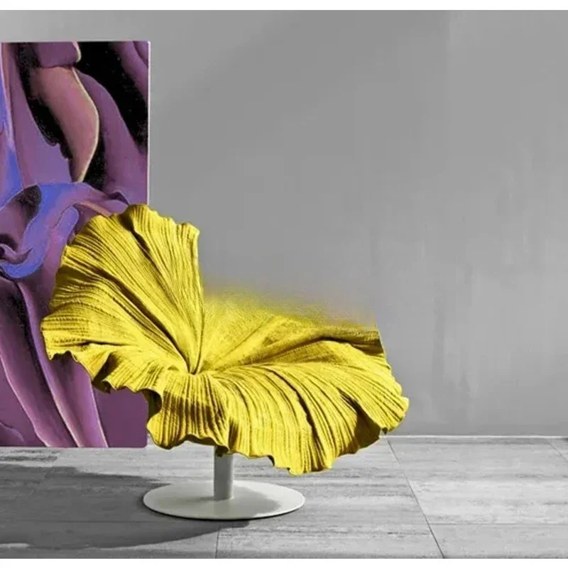 الألياف الزجاجية النسيج أريكة كرسي نادي غرفة نوم الضيوف زهرة البتلة كرسي الترفيه #5