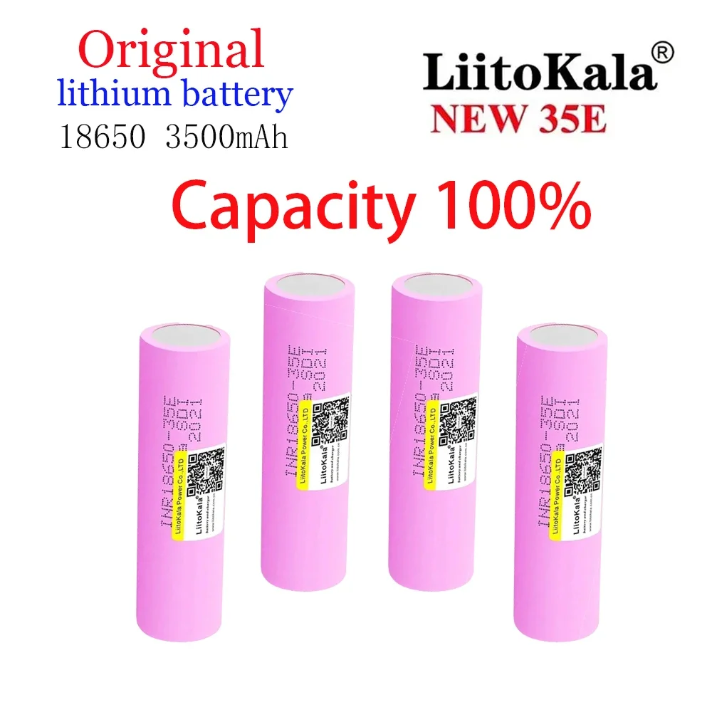 Original genuine product LiitoKala INR18650 35E 3.7V 3500mAh 20A discharge, lithium-ion rechargeable battery, for flashlights