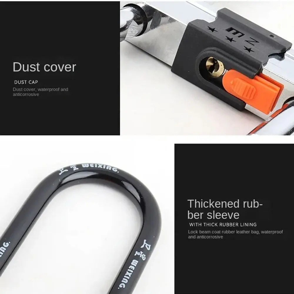 Serratura antifurto lunga e grande con copertura antipolvere Negozio di sicurezza per ufficio Serratura da infilare Robusta serratura per porta in vetro a forma di U spessa per moto