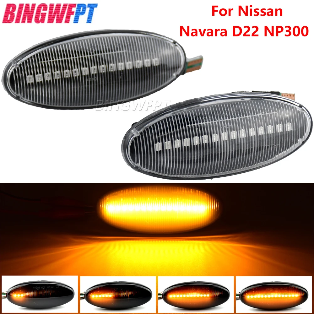 Sequential Dynamic LED Side Marker Turn Signal Lights for Nissan Navara D22 NP300 1998-2005 Datsun Frontier Fiera Terrano