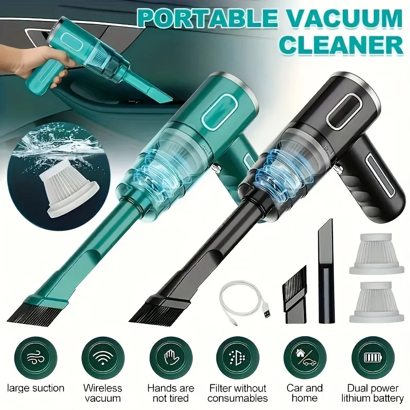 USB Mini Vacuum Cleaner, Powerful Suction for Car/Home/Office. Portable & Wireless with Multiple Attachments. Fast USB Charging.