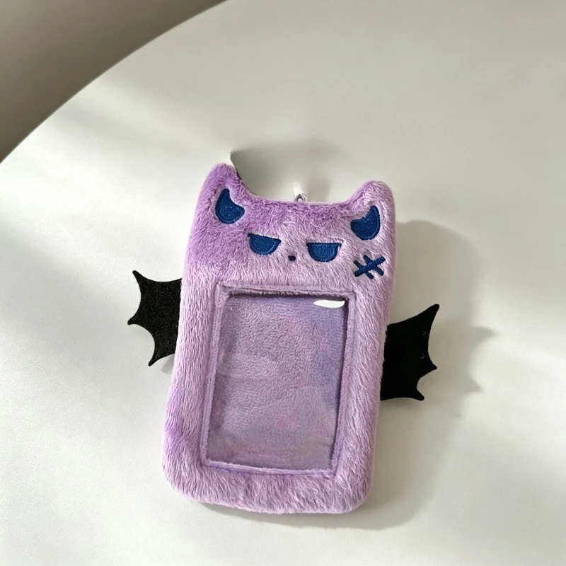 Cute Cartoon Devil Photo ID Credit Band Card Holder Plush Photocard Case Card Case Students Idols Photos Protective Cover