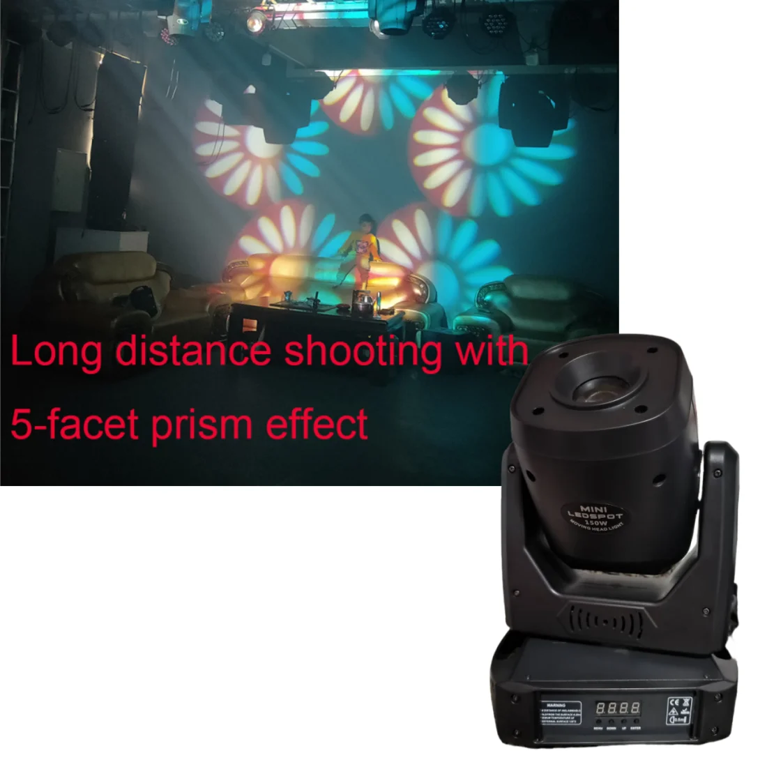 led moving head beam para dj party spot wash bsw luz de palco gobo efeito arco iris dmx 16 canais com quick fast lock 150w 01