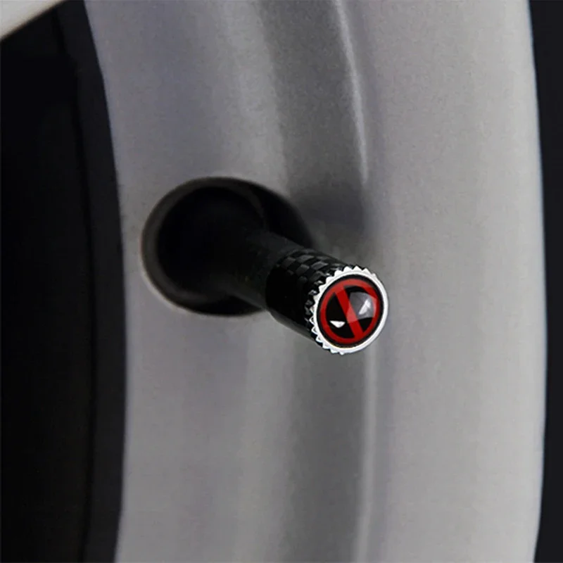 4pcs Miniso Marvel Anime Cartoon Deadpool Universal Car Wheel Tire Valve Stem Caps for Jeep Ford Subaru Skoda Mazda Alfa Romeo - view 6