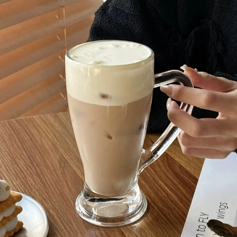 Irish Style Coffee Cups Creative Latte Cup Dessert Juice Glass With Handle Transparent Handle Milkshake Glasses Restaurant  Tool