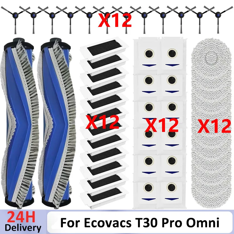 Zubehör für Ecovacs T30 Pro Omni/ T30 OMNI, Ecovacs Deebot T30e Pro, YEEDI M12 ULTRA PLUS/ M12 Pro+ Bürstenfilter Staubbeutel
