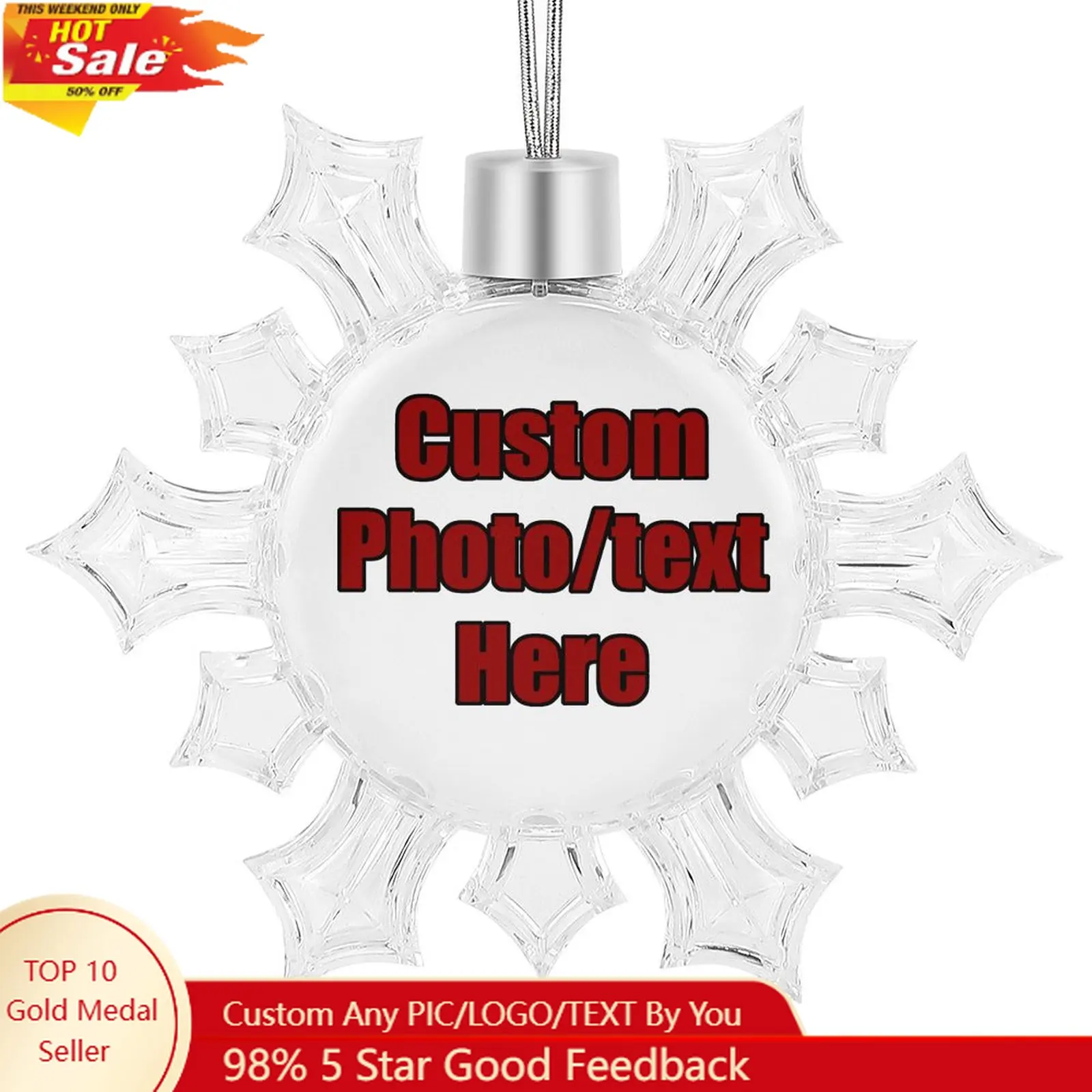 

Custom Christmas Pendant High Quality GAA Crest Snowflake Pendant Personalized Color Pattern Text Logo Decorations