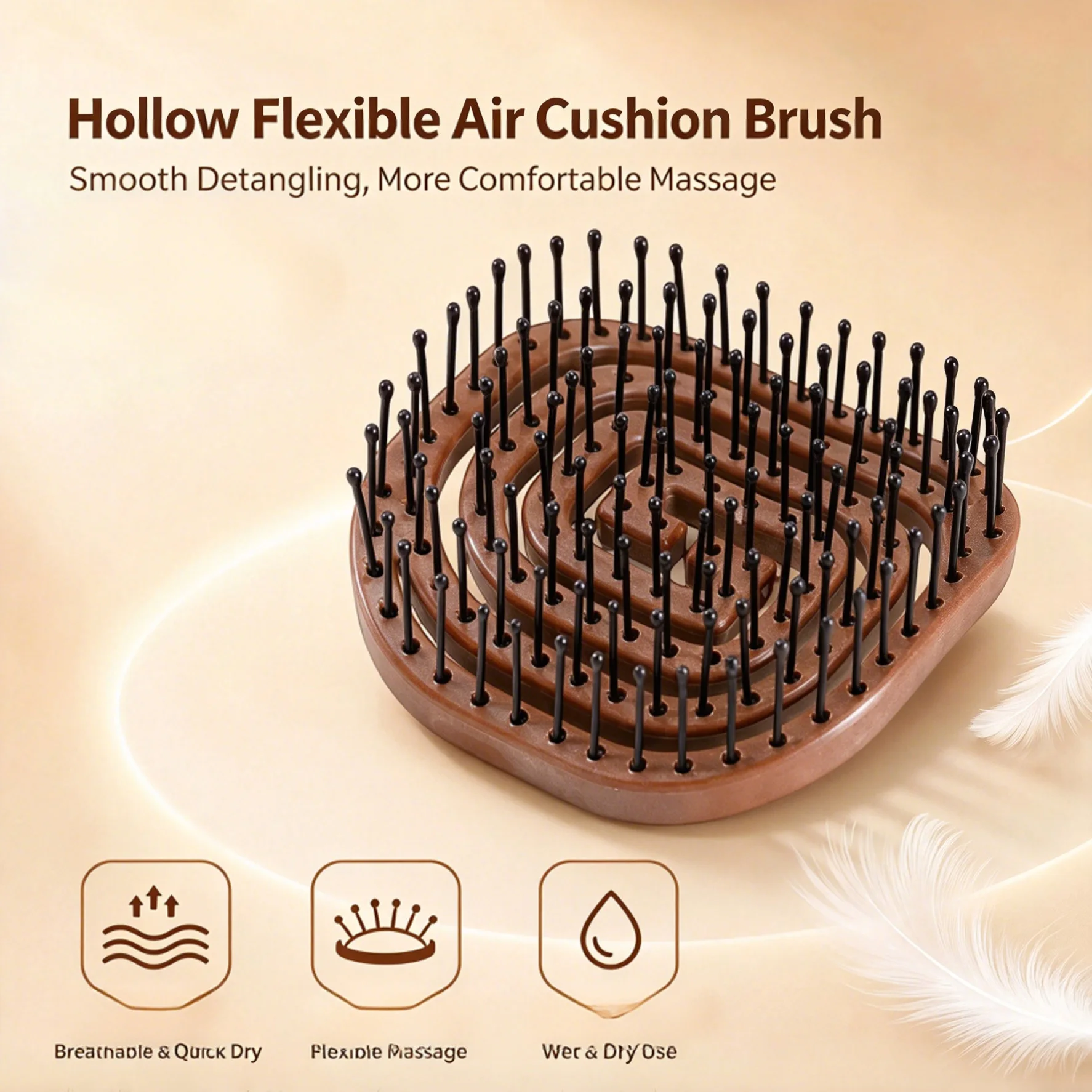 Mini Portable Curved Vent Massage Comb Pocket Bristle Hair Brush Anti-Static Detangler Brush for Adding Hair Volume  Smoothing