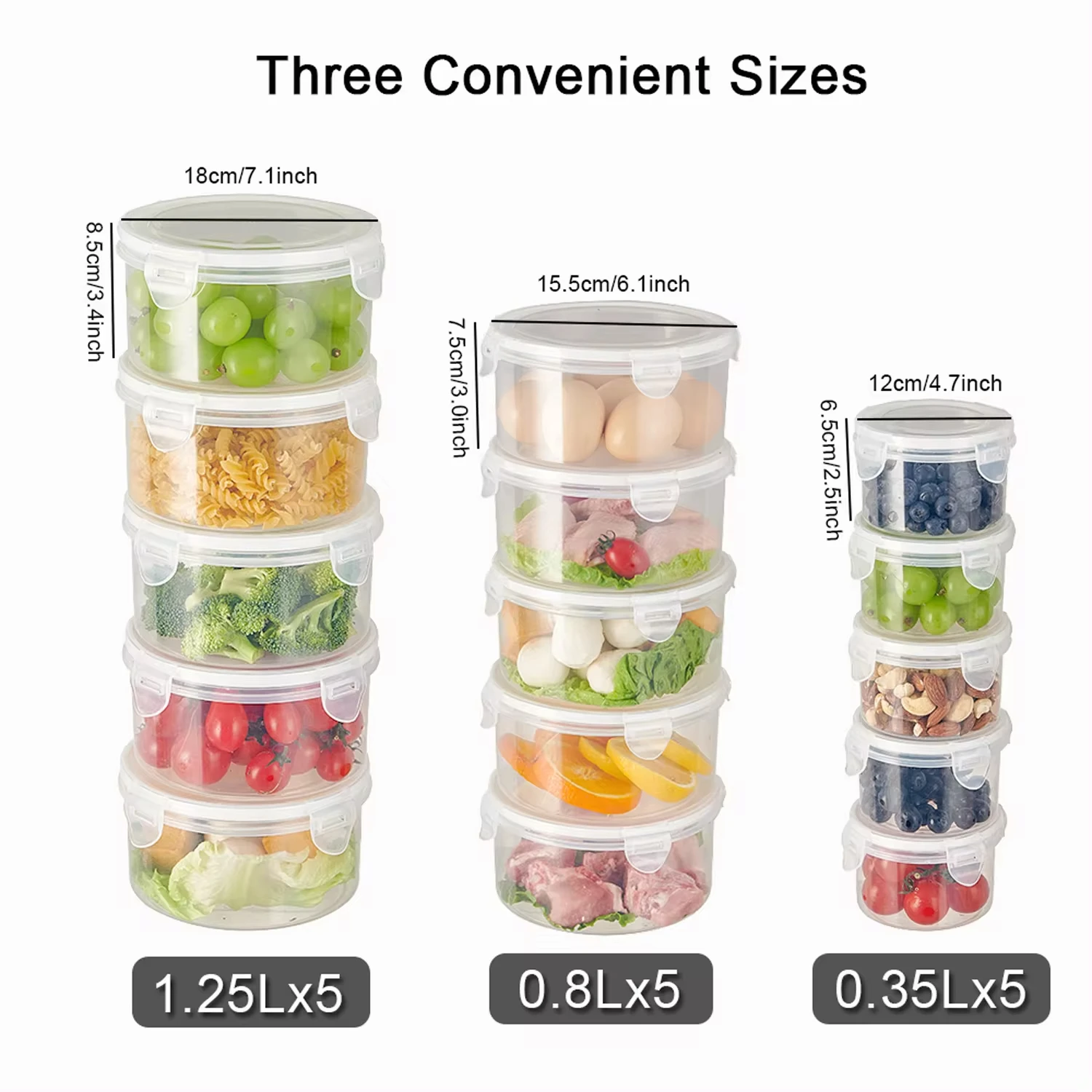 LDECO Leakproof Kitchen Container Set, Food Containers with Lids, Easy Snap Lock Seal, 15pcs Picnic Container Set