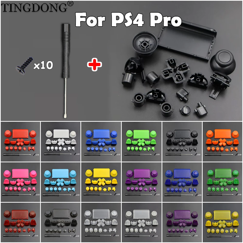 Ersatzteil-Set für PS4 JDS-040 JDM-040 Controller, komplette ABXY D-Pad R1L1 R2L2 Tasten + 10 Schrauben + 2mm Kreuzschraubendreher