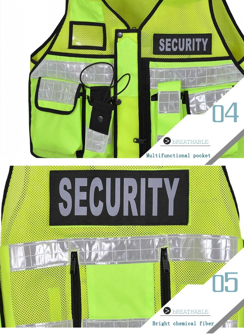 Dropshipping Reflective Security Patrol Duty Vest Safety Clothing Adjustable Body Camera Accessories Safety Vest