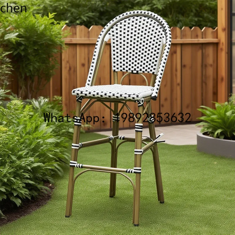 rattan bar chair high stool real rattan backrest island bar chair